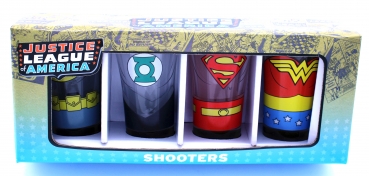 DC Comics Justice League of America 4-teiliges Schnapsglas-Set von Half Moon Bay